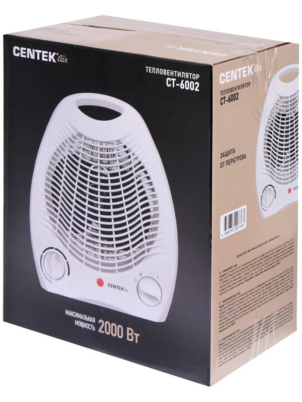 Тепловентилятор Centek CT-6002, спиральный, напольный, 2000 Вт, до 20 м², белый