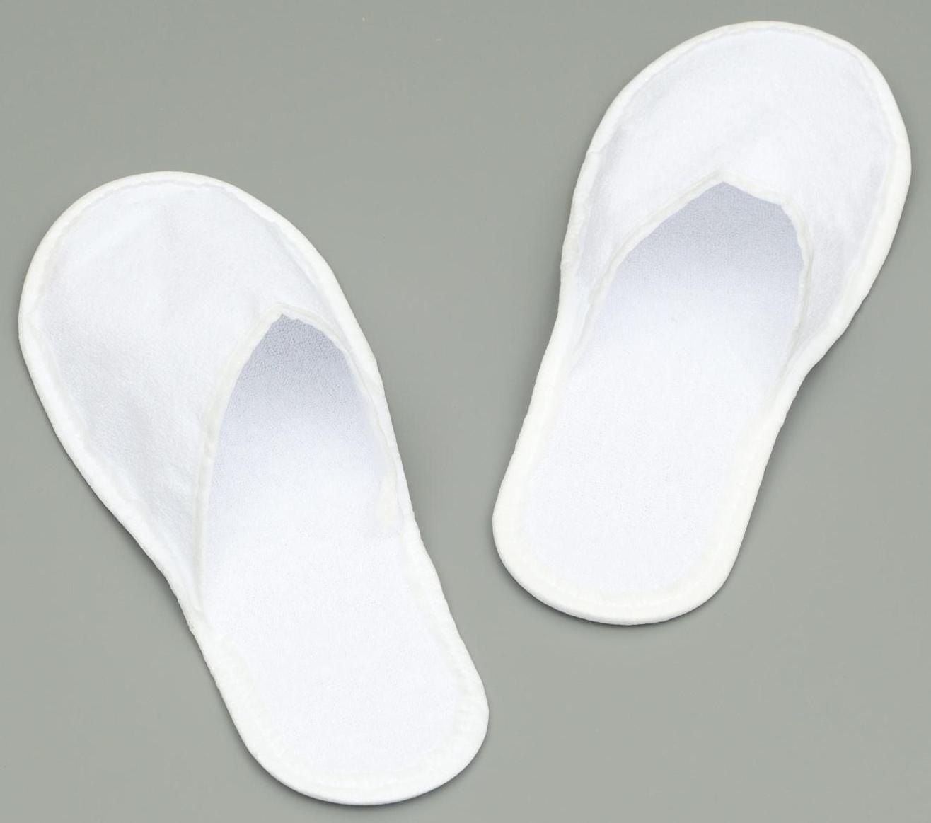 Одноразовые тапочки, 42 размер, махровые, эконом, белые, закрытый мыс