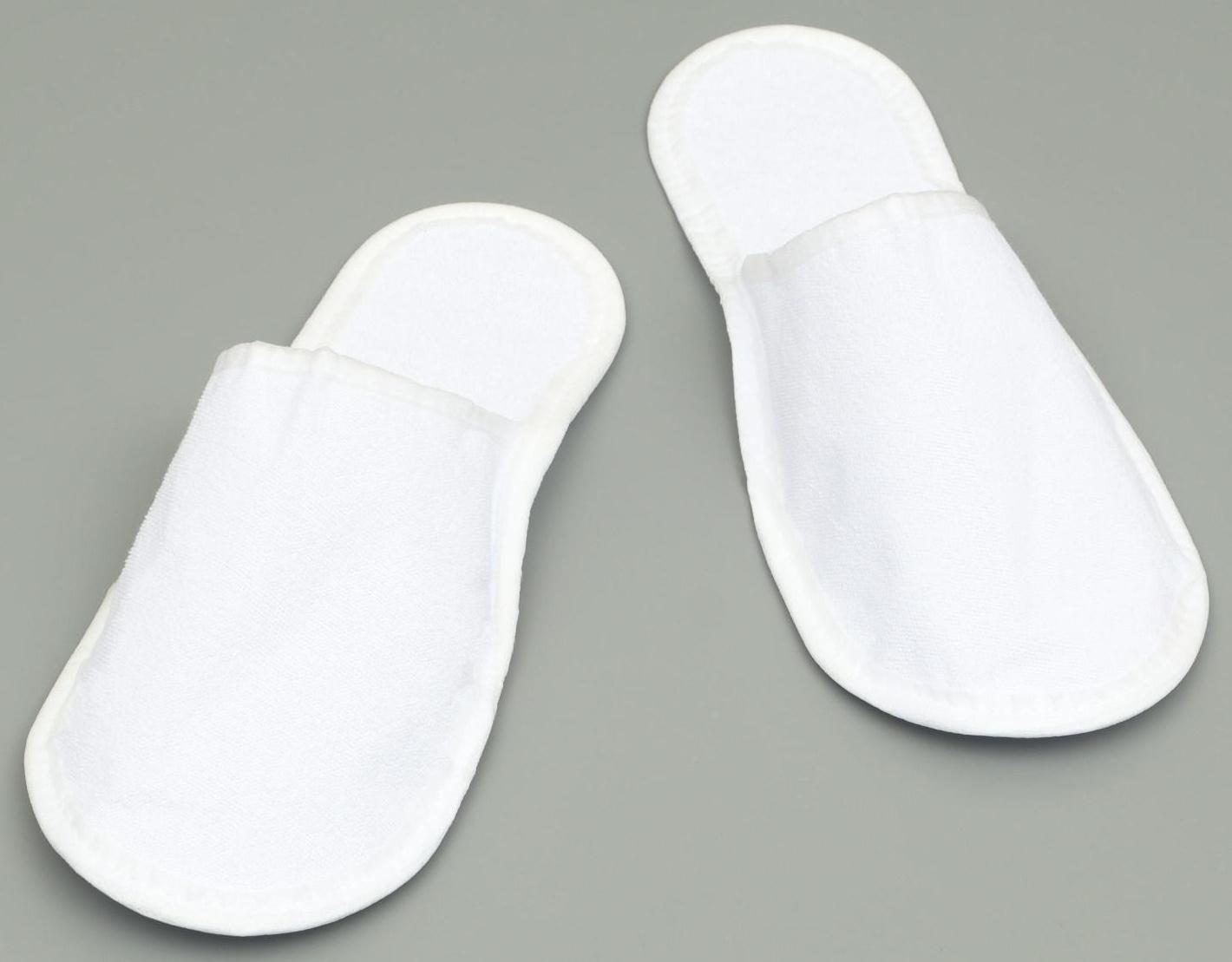 Одноразовые тапочки, 42 размер, махровые, эконом, белые, закрытый мыс