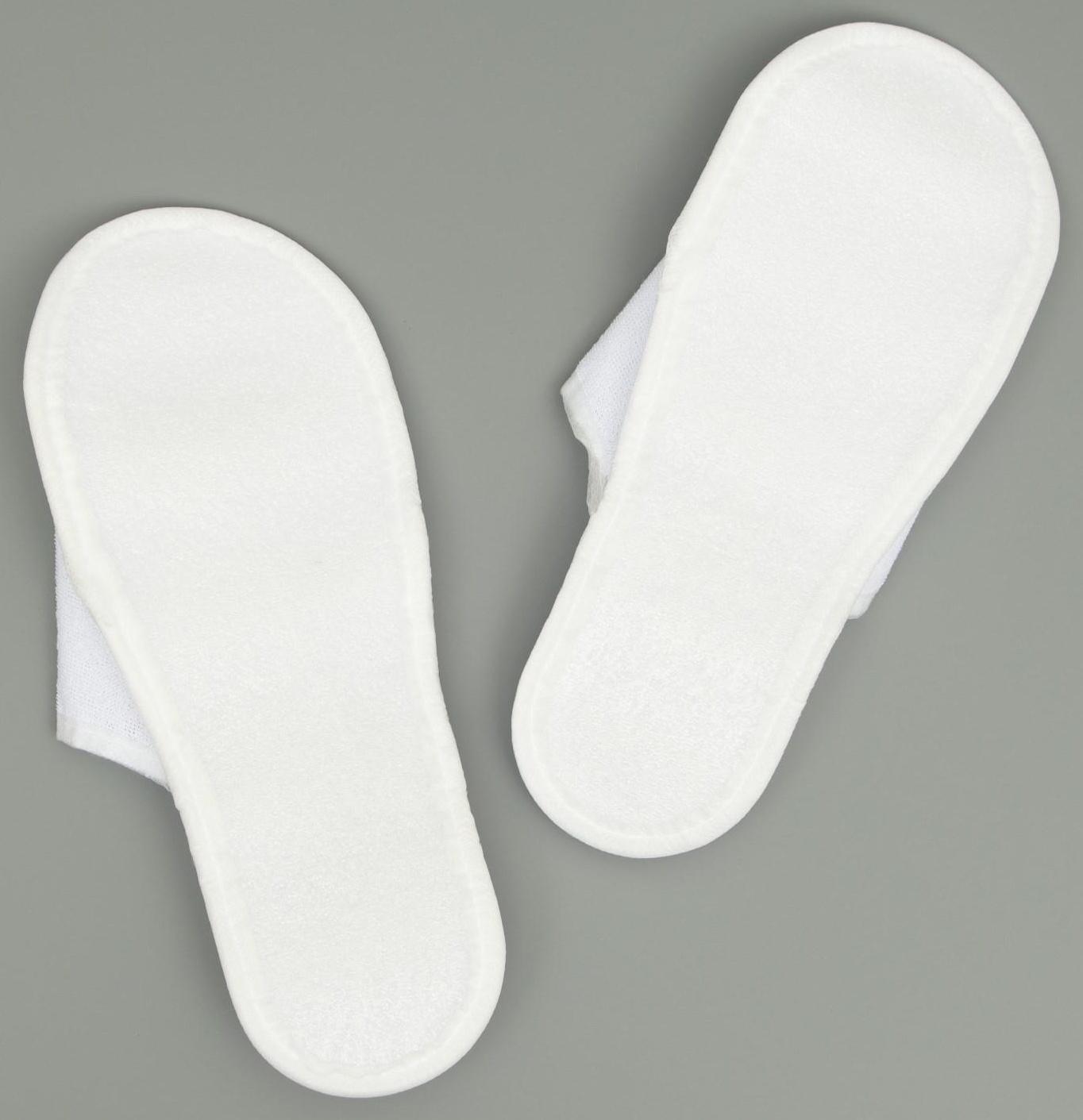 Одноразовые тапочки, 42 размер, махровые, эконом, белые, закрытый мыс