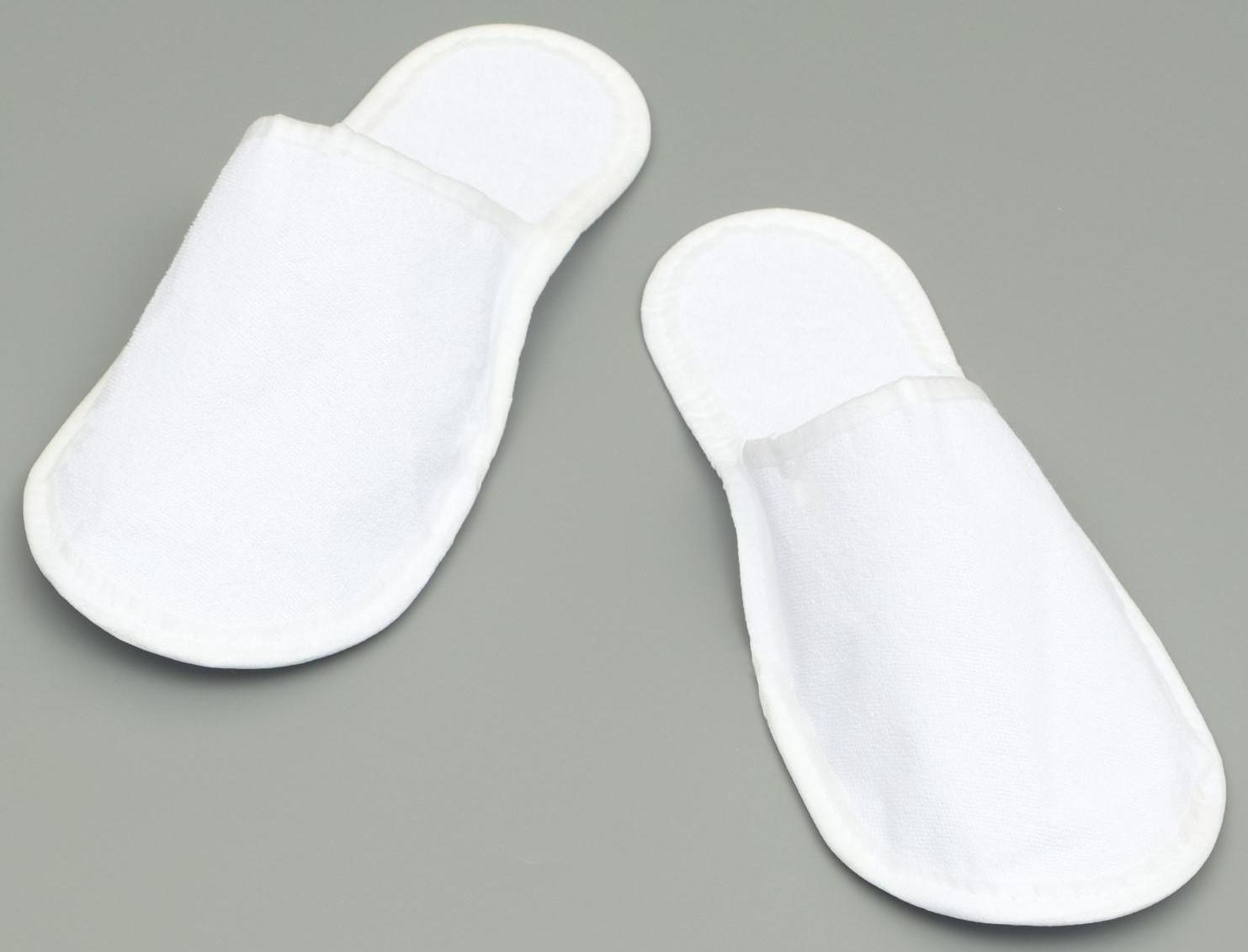 Одноразовые тапочки, 42 размер, махровые, эконом, белые, закрытый мыс