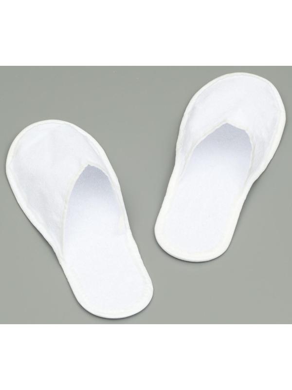 Одноразовые тапочки, 42 размер, махровые, эконом, белые, закрытый мыс