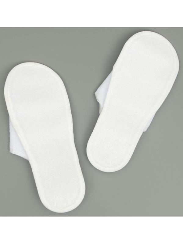 Одноразовые тапочки, 42 размер, махровые, эконом, белые, закрытый мыс