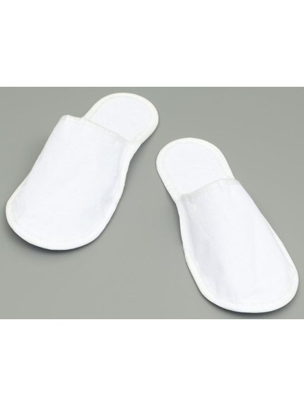 Одноразовые тапочки, 42 размер, махровые, эконом, белые, закрытый мыс