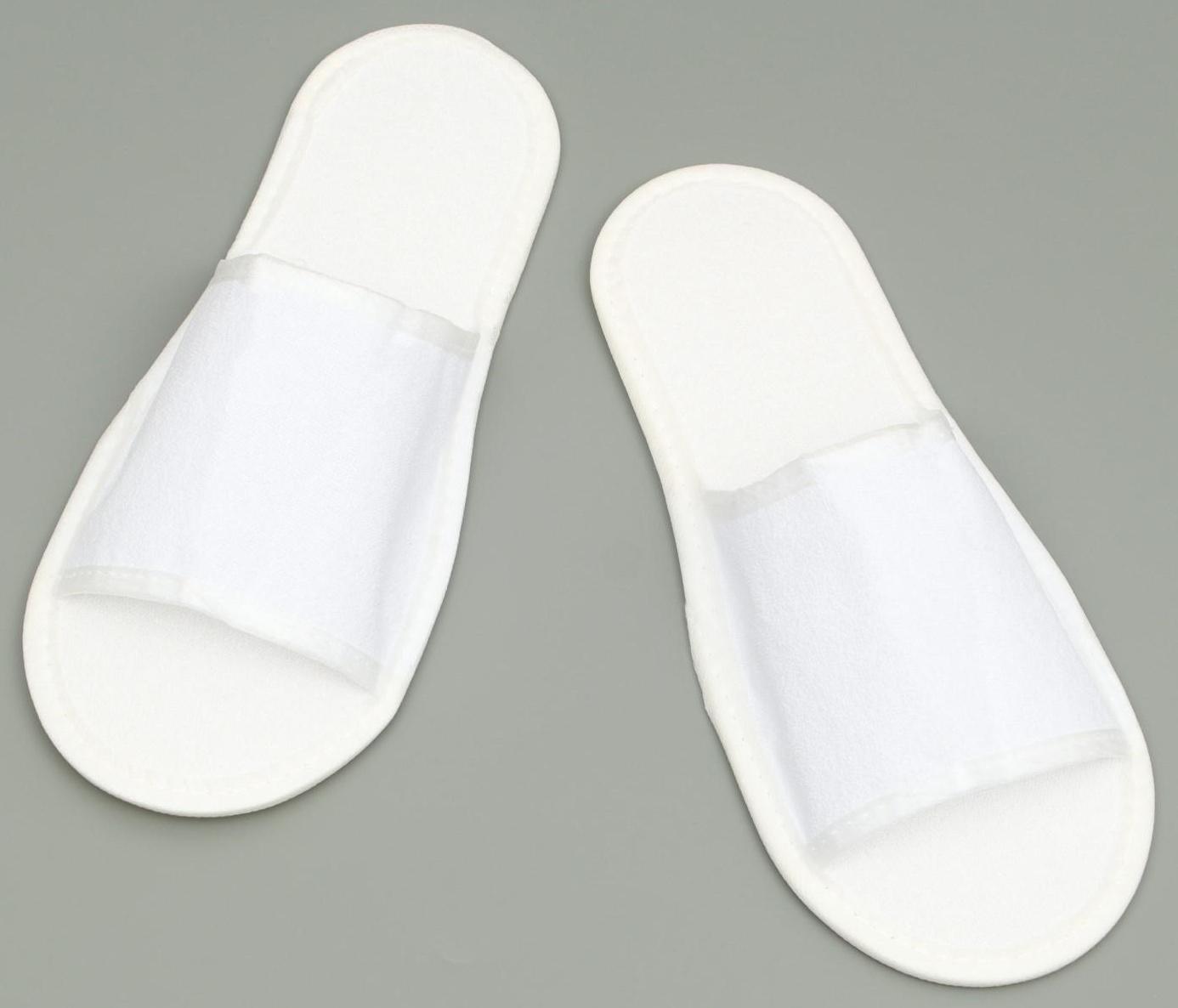 Тапочки одноразовые, махровые, подошва 5 мм, белые, 42 р.