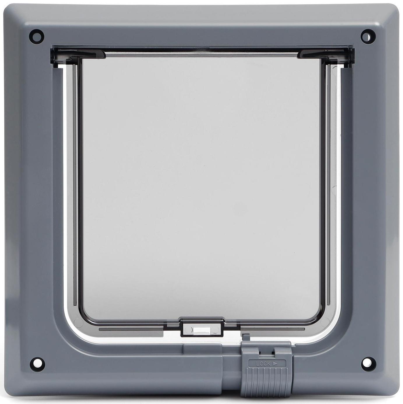 Дверца для кошек «БАРСИК», проём 145*145 мм, толщина двери 36-42 мм, серый