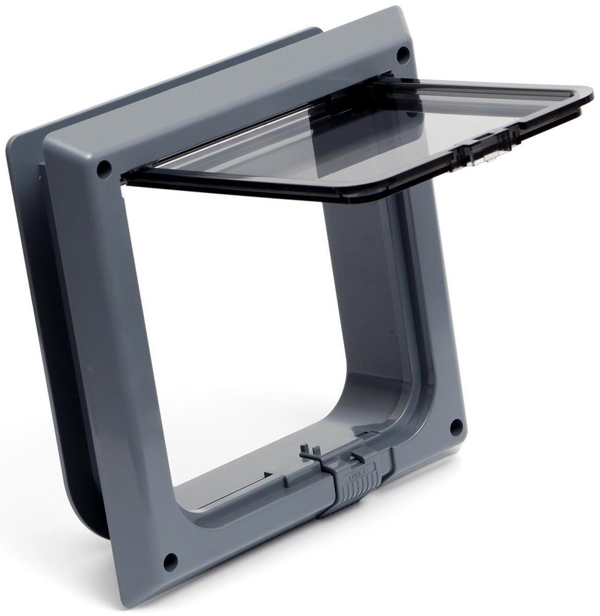 Дверца для кошек «БАРСИК», проём 145*145 мм, толщина двери 36-42 мм, серый