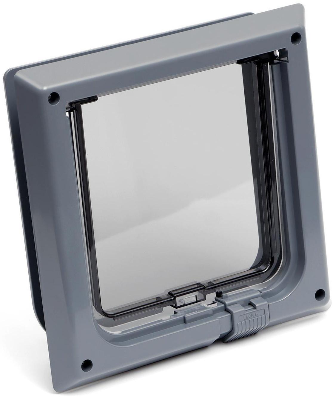 Дверца для кошек «БАРСИК», проём 145*145 мм, толщина двери 36-42 мм, серый