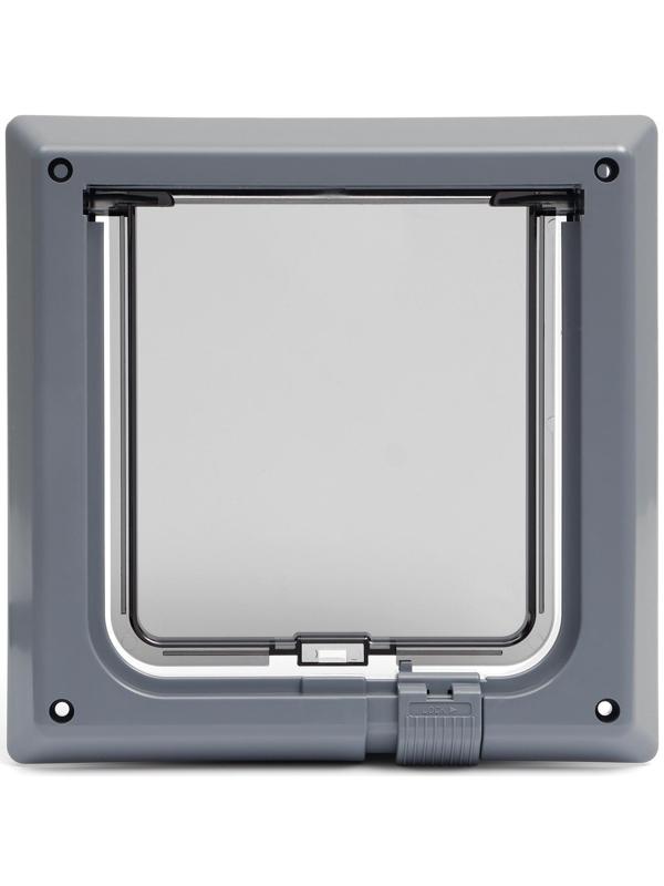 Дверца для кошек «БАРСИК», проём 145*145 мм, толщина двери 36-42 мм, серый