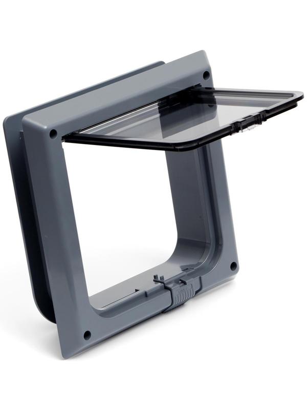 Дверца для кошек «БАРСИК», проём 145*145 мм, толщина двери 36-42 мм, серый