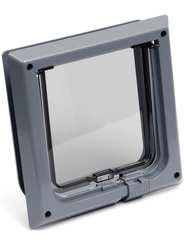 Дверца для кошек «БАРСИК», проём 145*145 мм, толщина двери 36-42 мм, серый