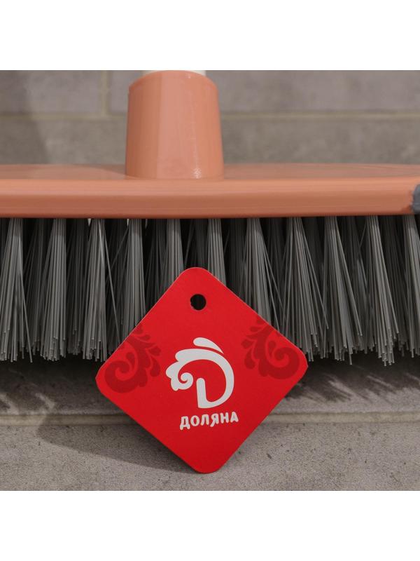 Щётка для подметания пола с силиконовыми отбойниками Доляна, окрашенный металлический черенок, 27×6×126 см, цвет МИКС