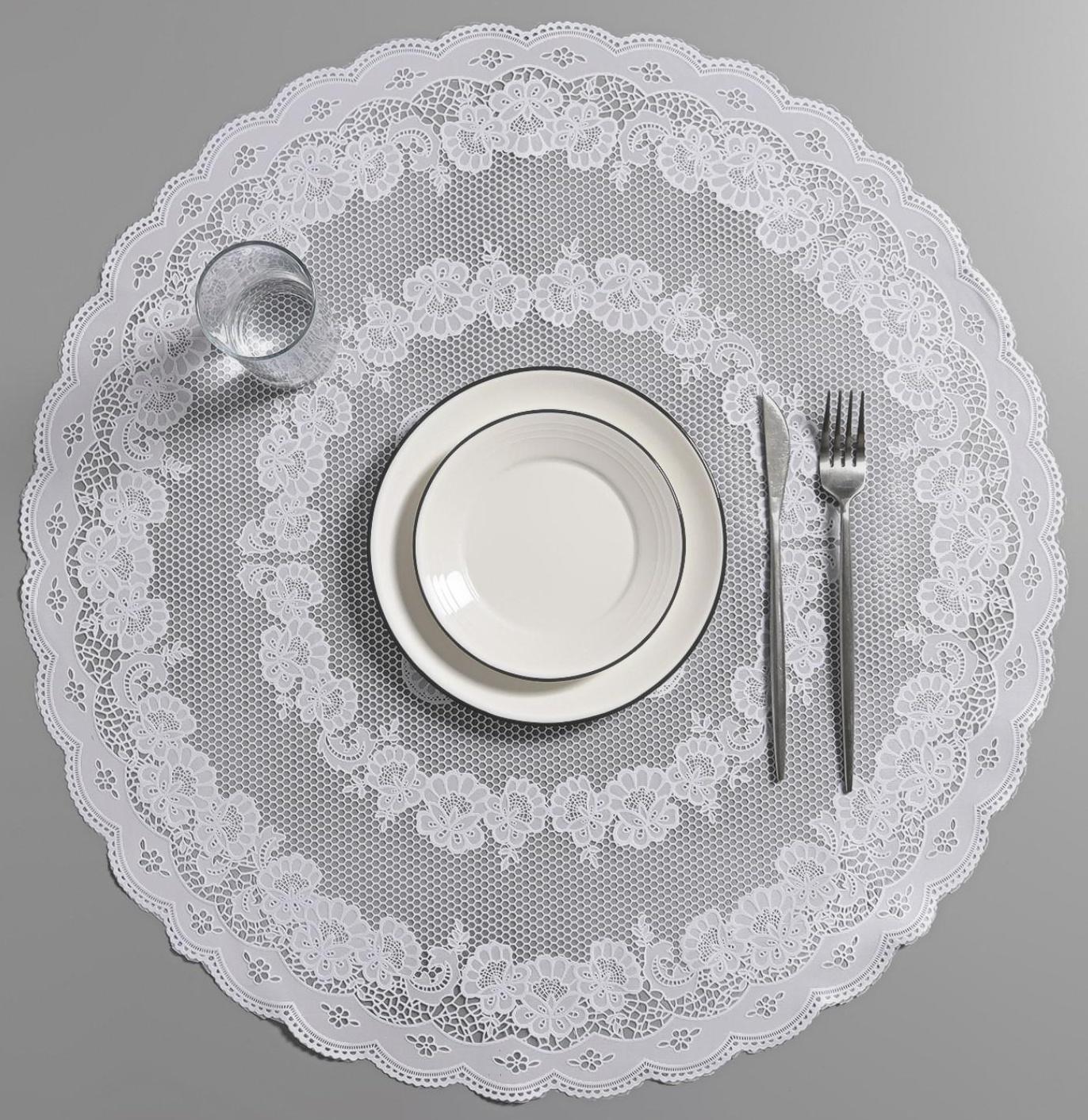 Салфетка ажурная «Цветущая», 60×60 см, ПВХ, цвет белый