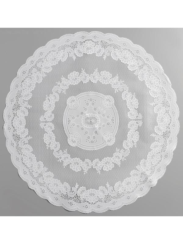 Салфетка ажурная «Цветущая», 60×60 см, ПВХ, цвет белый