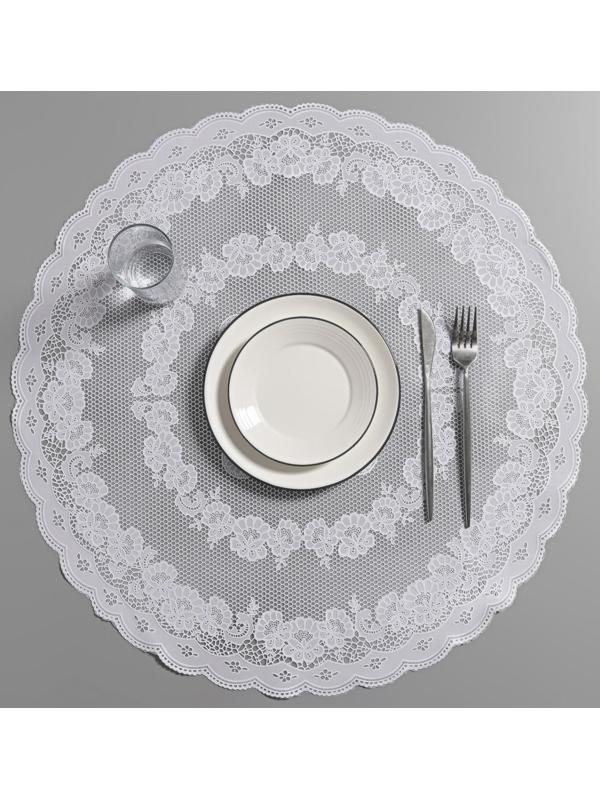 Салфетка ажурная «Цветущая», 60×60 см, ПВХ, цвет белый