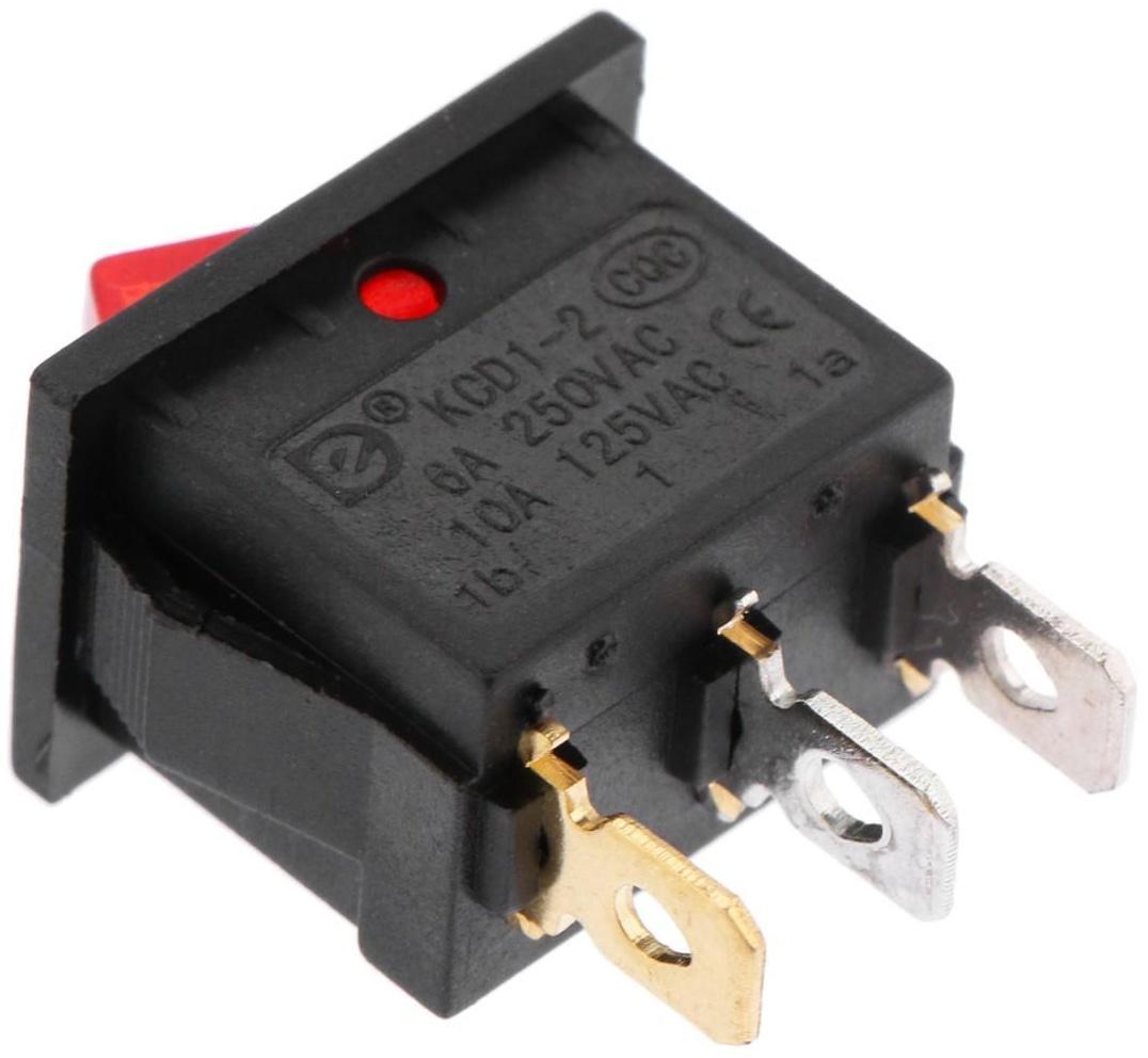 Переключатель красный с подсветкой, 12 В, 15 A, 3 контакта, размер Mini