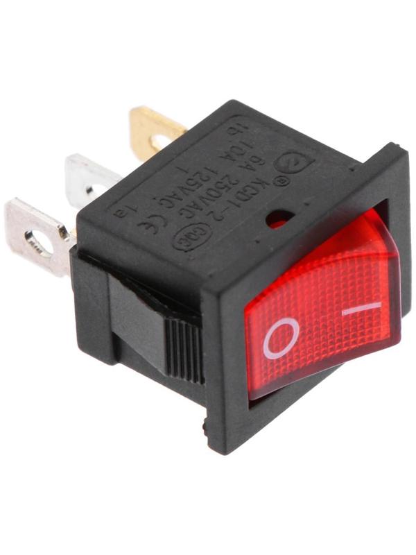 Переключатель красный с подсветкой, 12 В, 15 A, 3 контакта, размер Mini