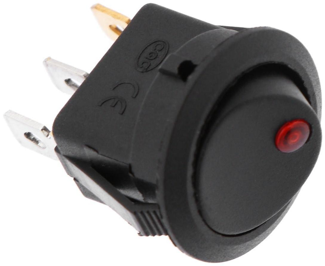 Переключатель черный с красной подсветкой, 12 В, 16 А, 3 контакта