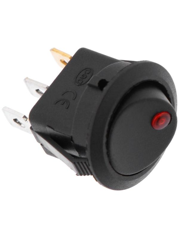Переключатель черный с красной подсветкой, 12 В, 16 А, 3 контакта