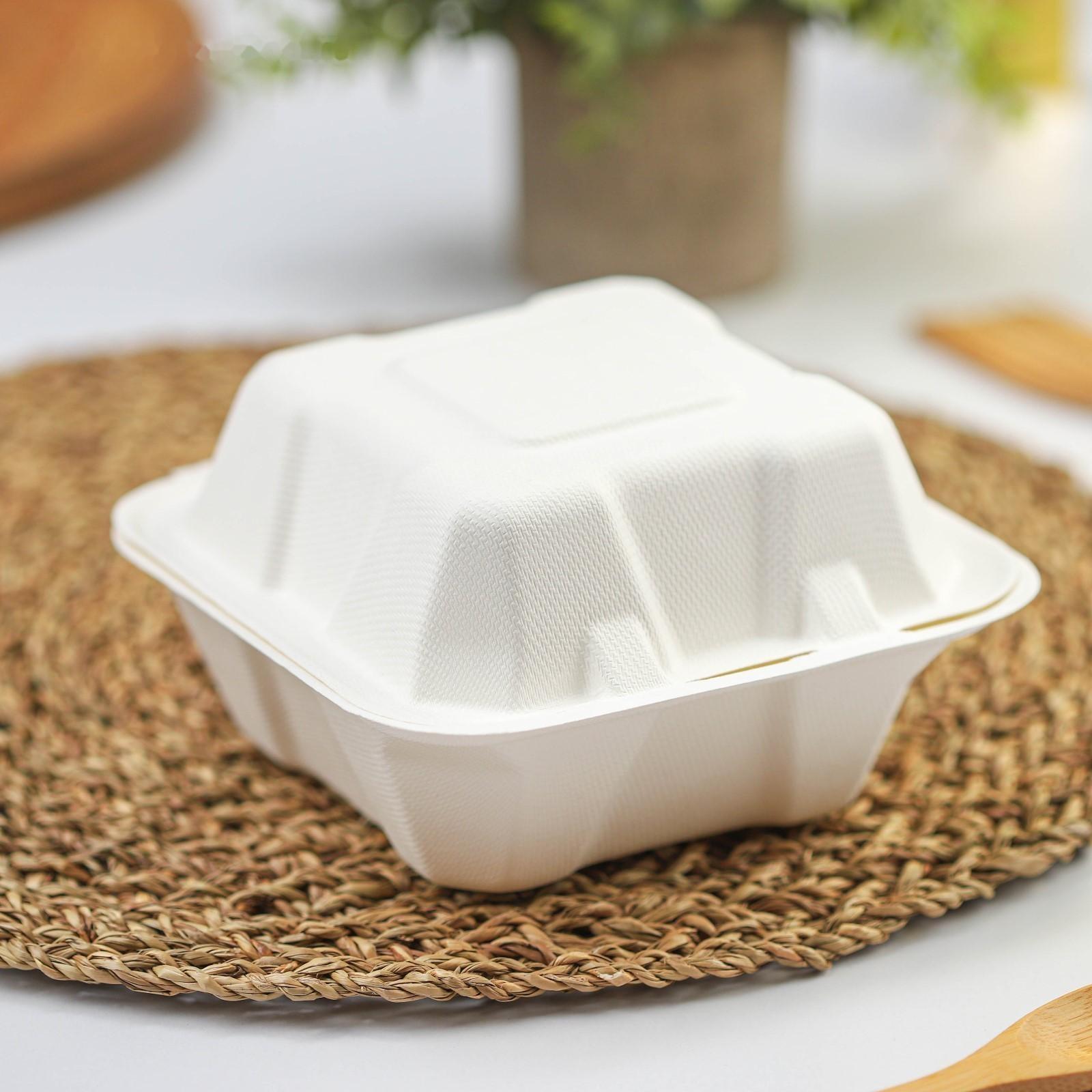 Ланч-бокс для бенто-торта и бургера, 450 мл, 15,2×15,4×8,8 см, сахарный тростник