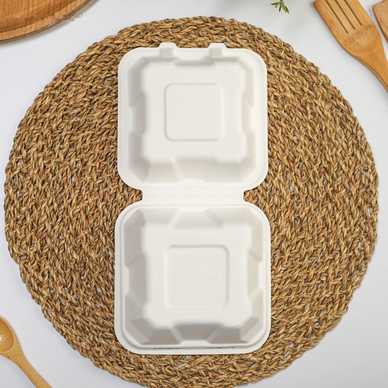 Ланч-бокс для бенто-торта и бургера, 450 мл, 15,2×15,4×8,8 см, сахарный тростник