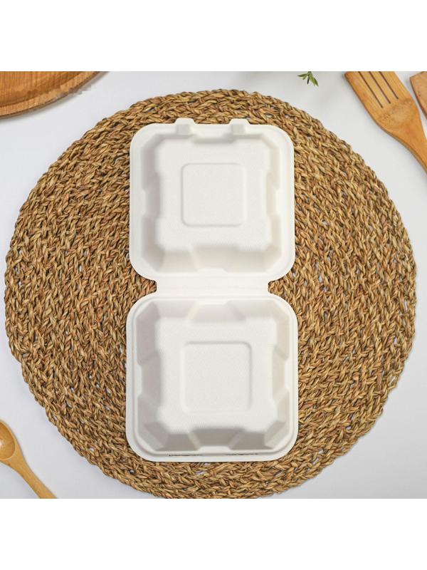 Ланч-бокс для бенто-торта и бургера, 450 мл, 15,2×15,4×8,8 см, сахарный тростник