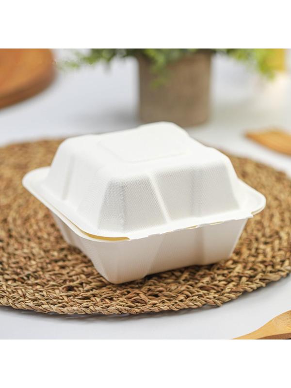 Ланч-бокс для бенто-торта и бургера, 450 мл, 15,2×15,4×8,8 см, сахарный тростник