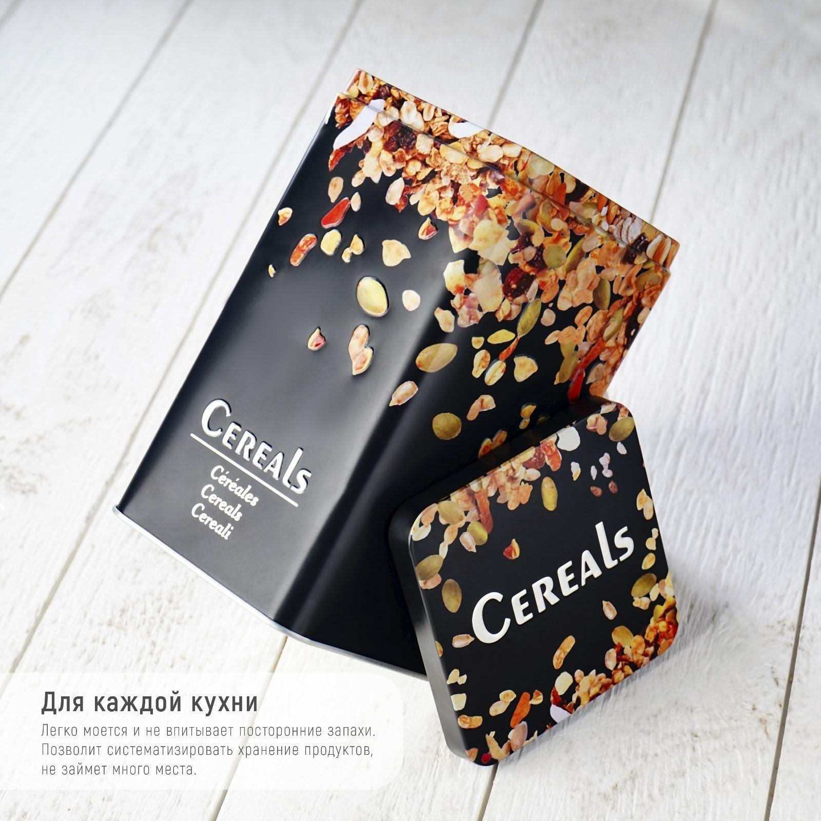 Банка для сыпучих продуктов Dark, 17×10×10 см, цвет чёрный