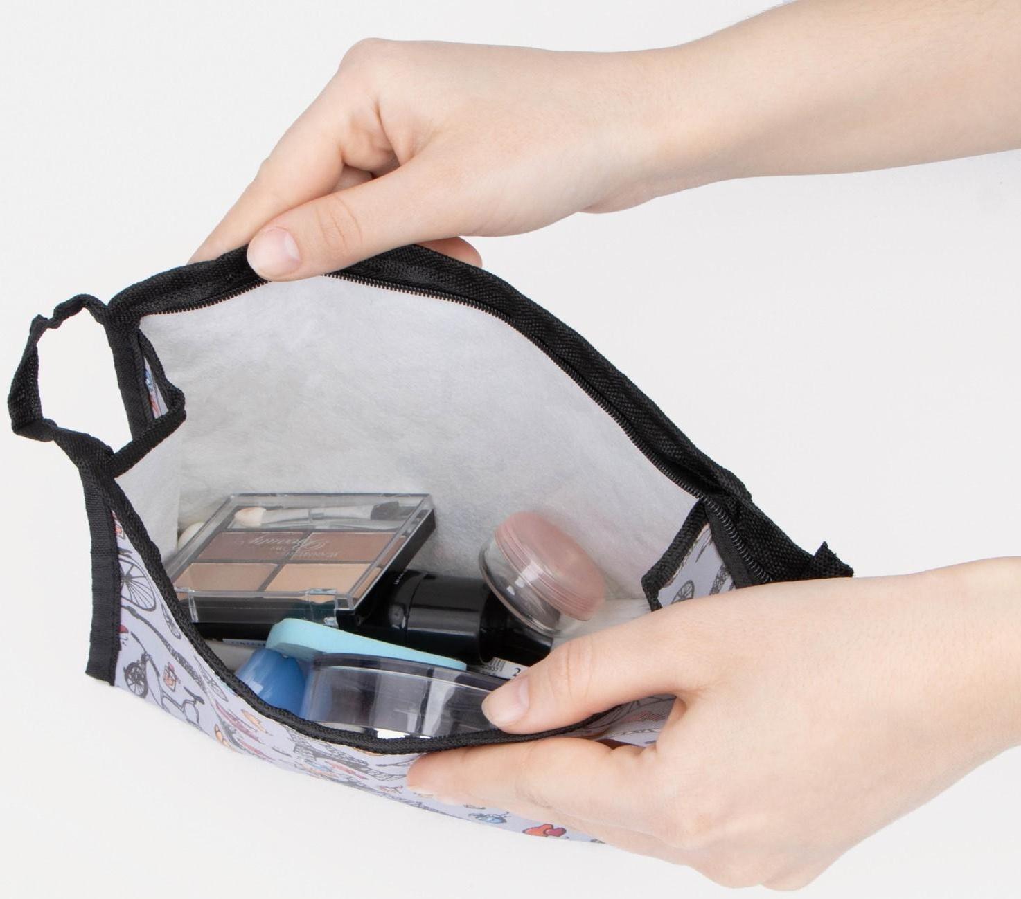 Косметичка на молнии, цвет серый