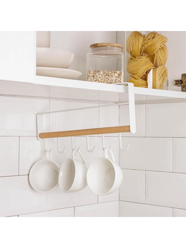 Держатель для кружек подвесной на 6 предметов Доляна, 30,5×15,5 см, цвет белый