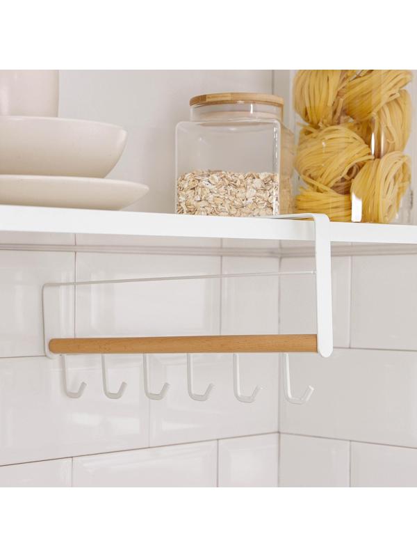 Держатель для кружек подвесной на 6 предметов Доляна, 30,5×15,5 см, цвет белый