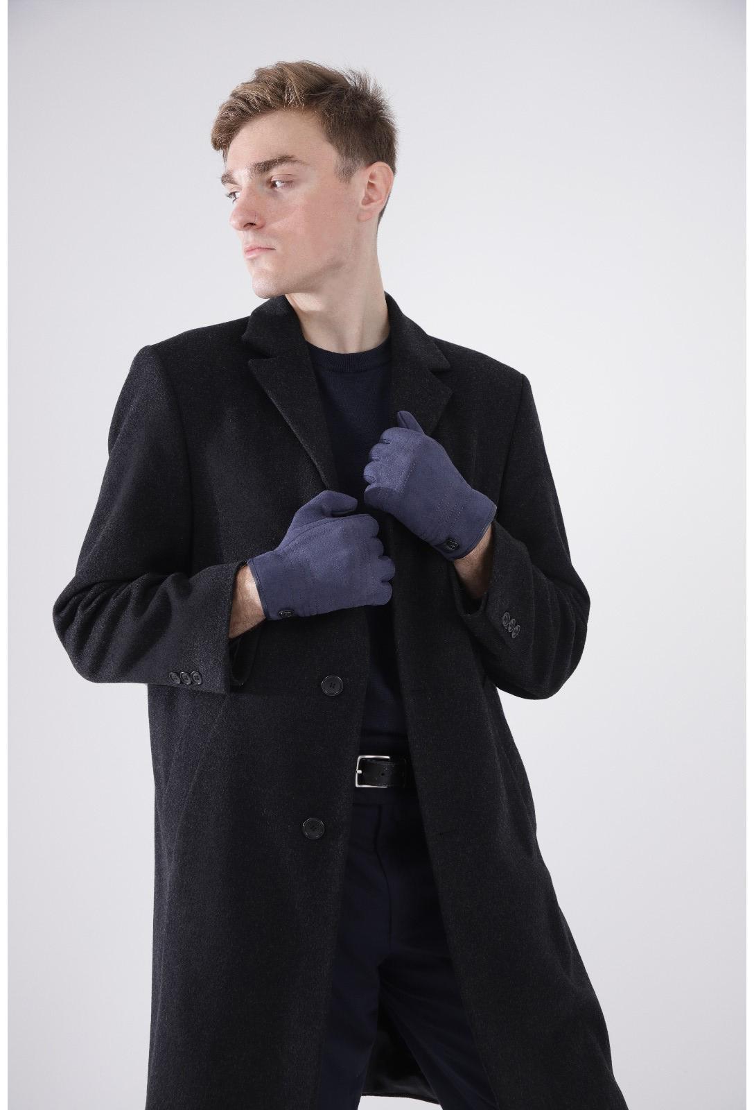 Перчатки мужские, безразмерные, утеплитель искусственный мех, цвет синий