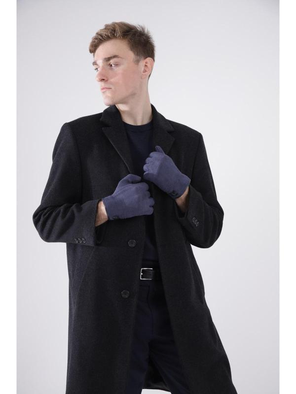 Перчатки мужские, безразмерные, утеплитель искусственный мех, цвет синий