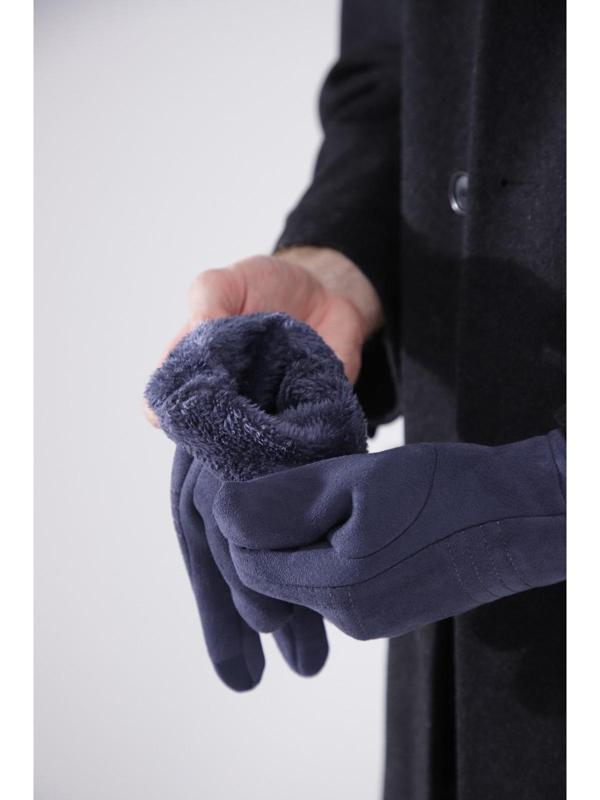 Перчатки мужские, безразмерные, утеплитель искусственный мех, цвет синий