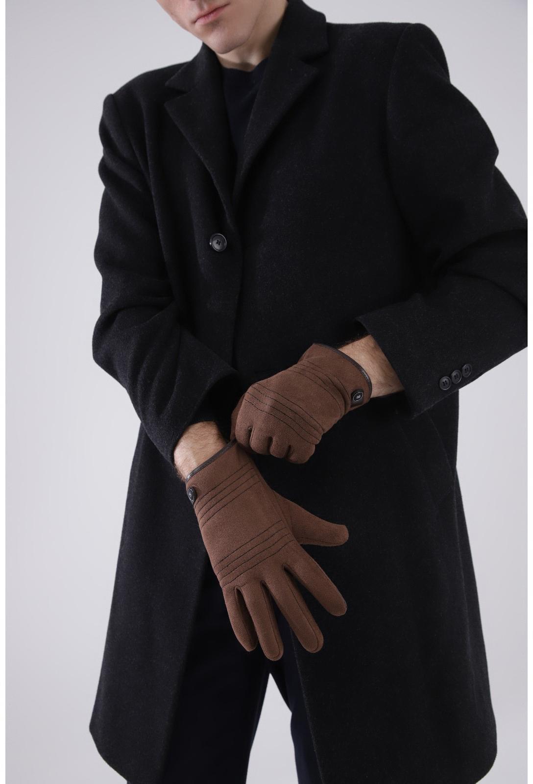 Перчатки мужские, безразмерные, утеплитель искусственный мех, цвет коричневый