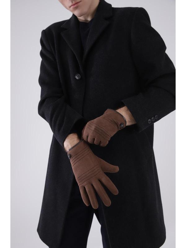 Перчатки мужские, безразмерные, утеплитель искусственный мех, цвет коричневый