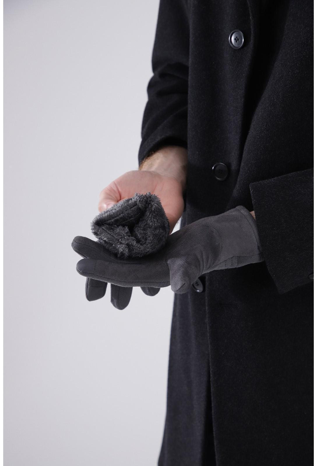 Перчатки мужские, безразмерные, утеплитель искусственный мех, цвет серый