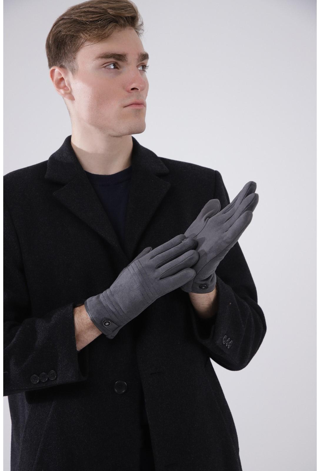 Перчатки мужские, безразмерные, утеплитель искусственный мех, цвет серый