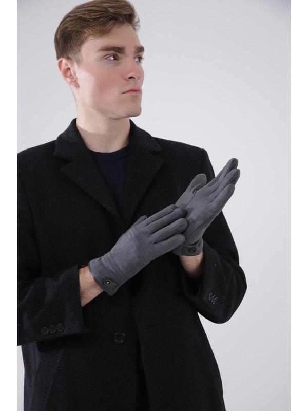 Перчатки мужские, безразмерные, утеплитель искусственный мех, цвет серый