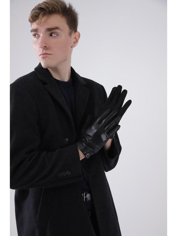 Перчатки мужские, безразмерные, без утеплителя, цвет чёрный