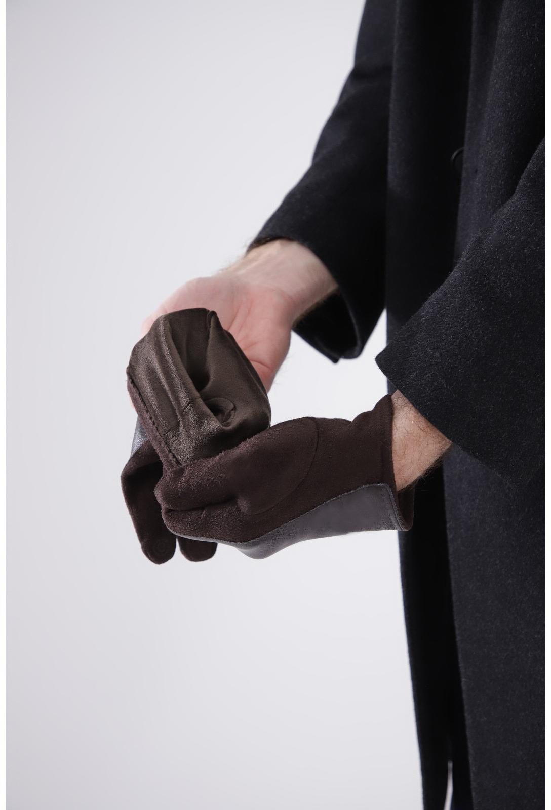 Перчатки мужские, безразмерные, без утеплителя, цвет коричневый