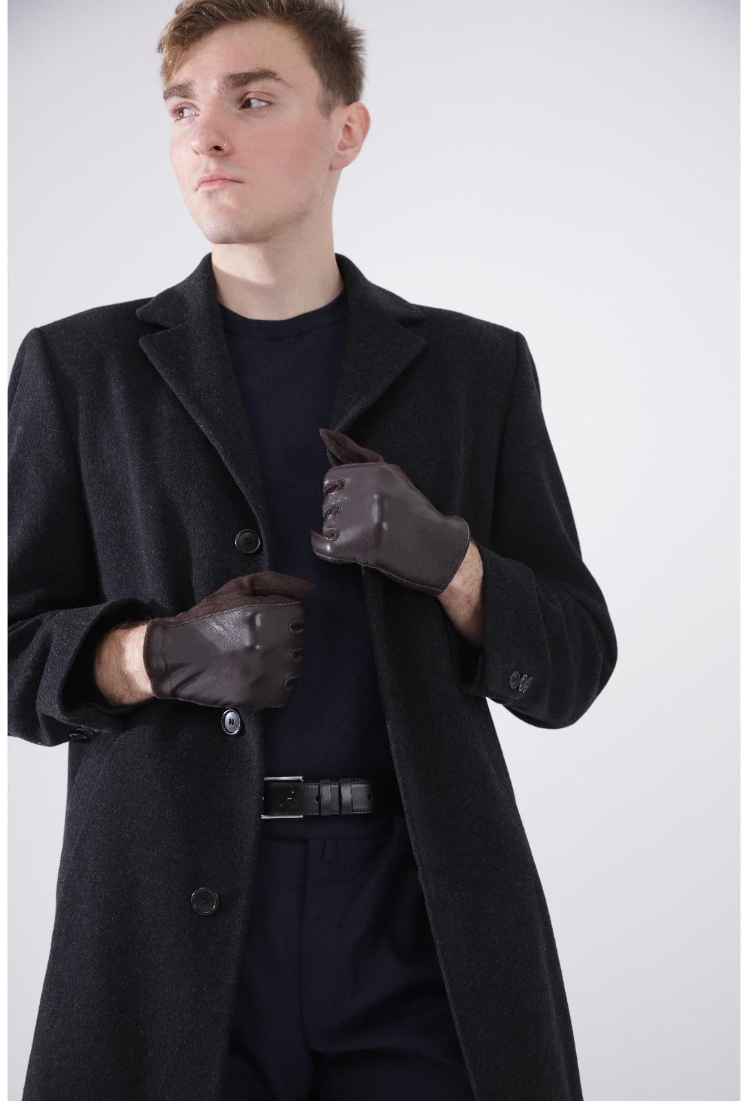 Перчатки мужские, безразмерные, без утеплителя, цвет коричневый