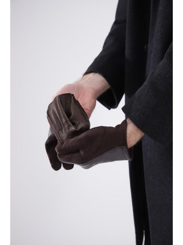 Перчатки мужские, безразмерные, без утеплителя, цвет коричневый
