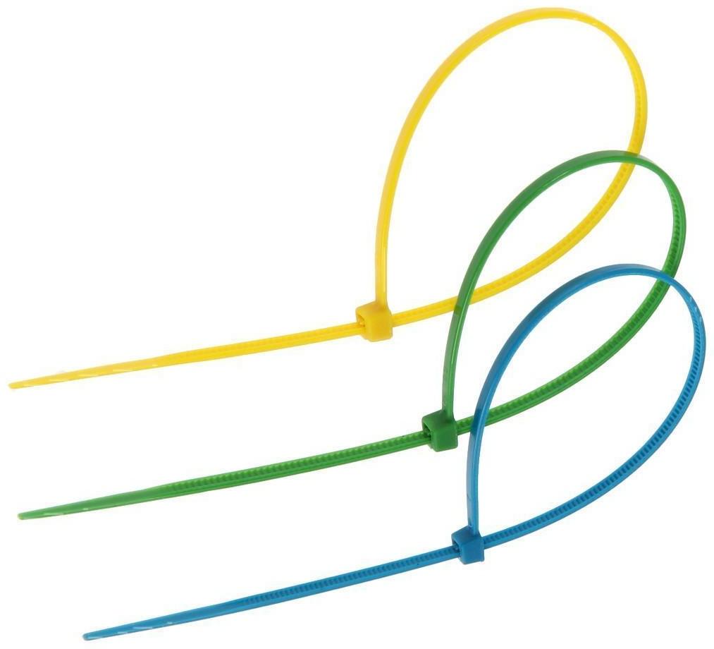 Хомут нейлоновый пластик ТУНДРА krep,  для стяжки, 2.5х200 мм, цветной, 15 шт