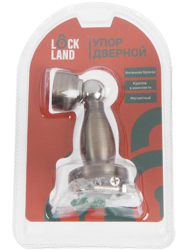 Упор дверной, магнитный LOCKLAND, цвет античная бронза