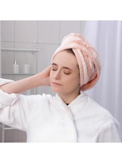 Чалма для сушки волос Доляна, микрофибра, с пуговкой, цвет МИКС