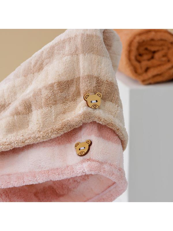 Чалма для сушки волос Доляна, микрофибра, с пуговкой, цвет МИКС