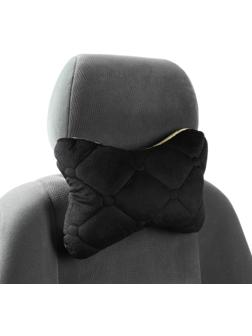 Подушка автомобильная для шеи 28×18 см, велюр, черный