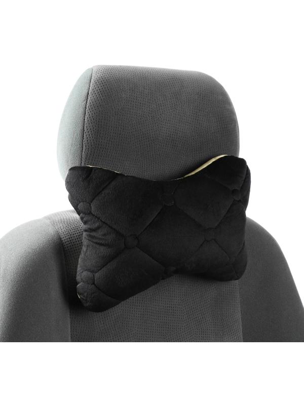 Подушка автомобильная для шеи 28×18 см, велюр, черный