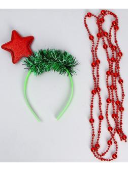 Карнавальный набор «Ёлочка 3» (ободок+ бусы)